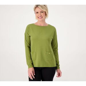 the Joan Rivers Classics Collection Women's Top Plus Sz 1X Cotton Green A570787